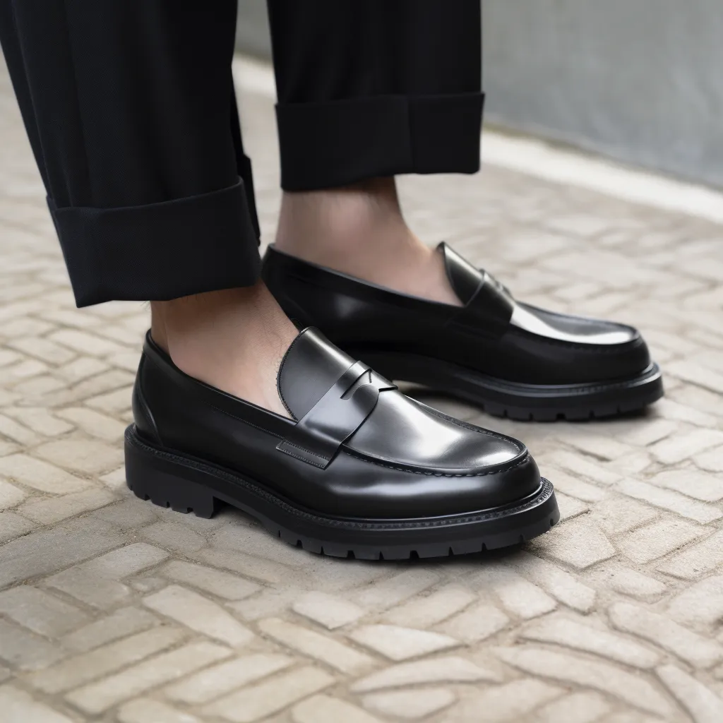 Black Leather Asdrubale With Thick Sole Loafers