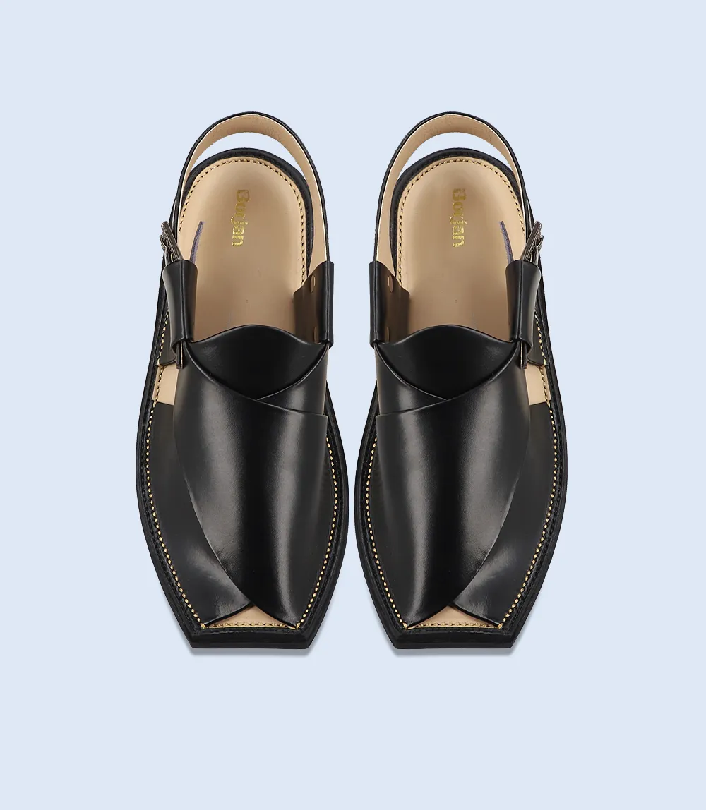 BM5503-BLACK-Men Peshawari Chappal
