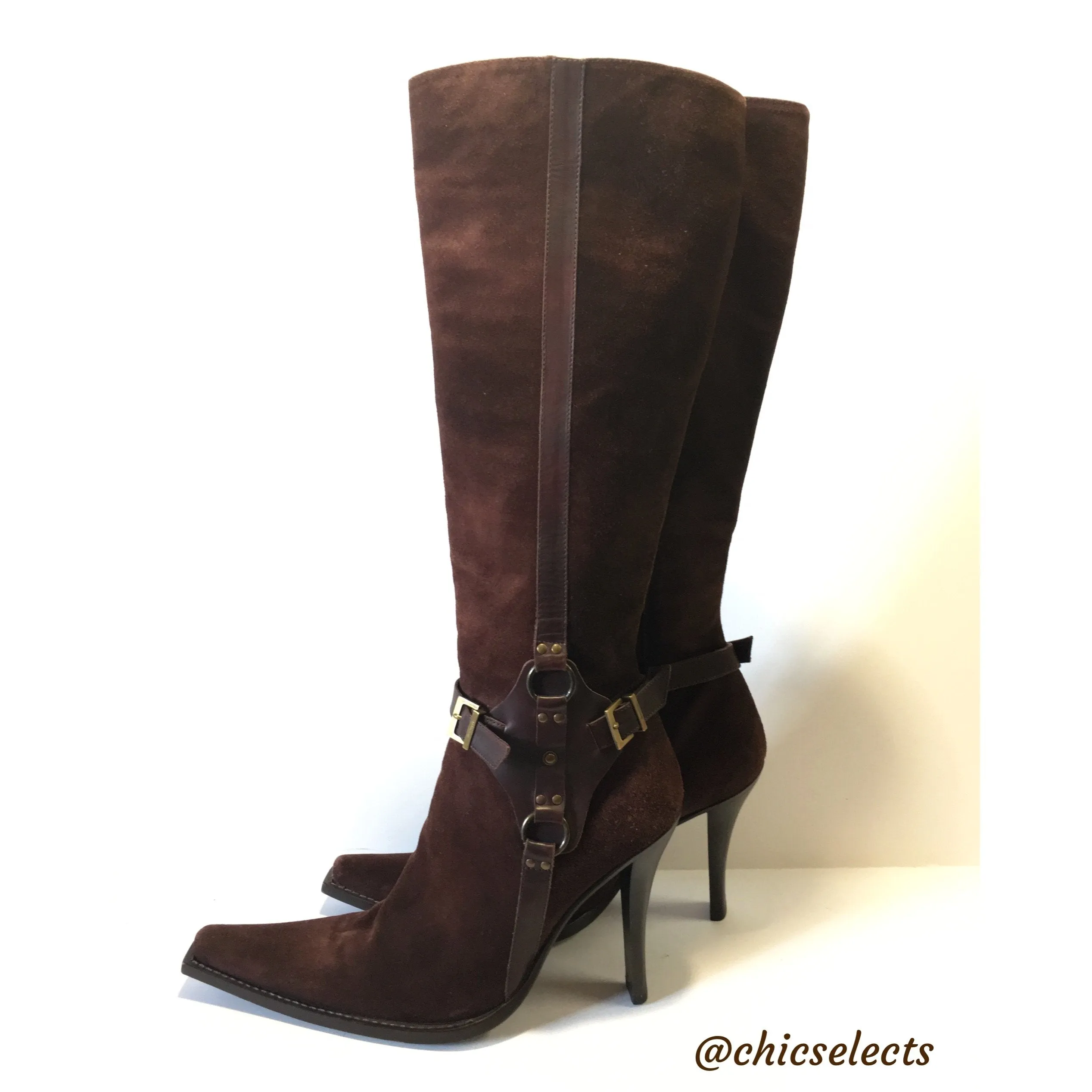CESARE PACIOTTI HEROES HARNESS SUEDE MID-CALF BOOTS SIZE 36