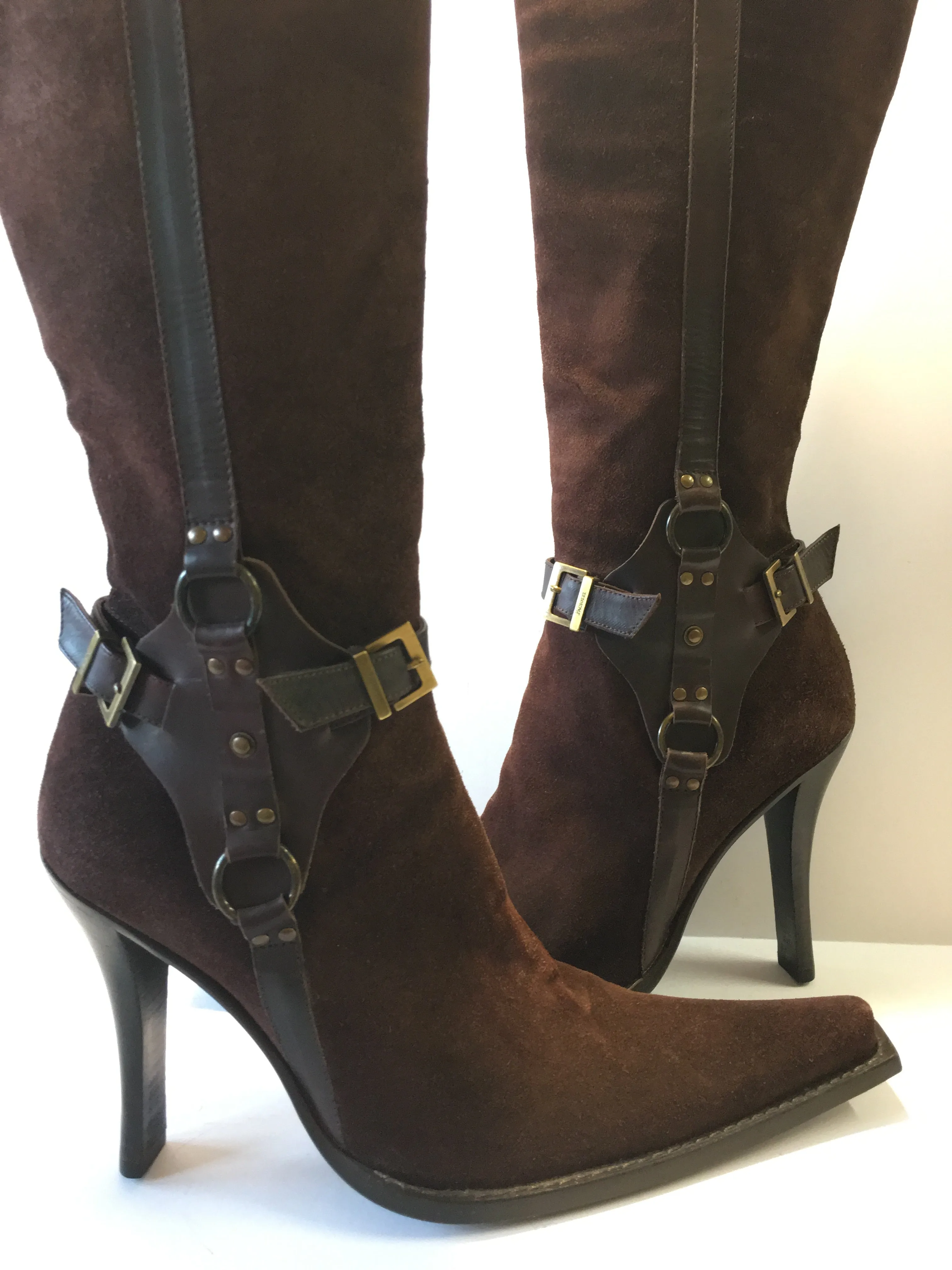 CESARE PACIOTTI HEROES HARNESS SUEDE MID-CALF BOOTS SIZE 36