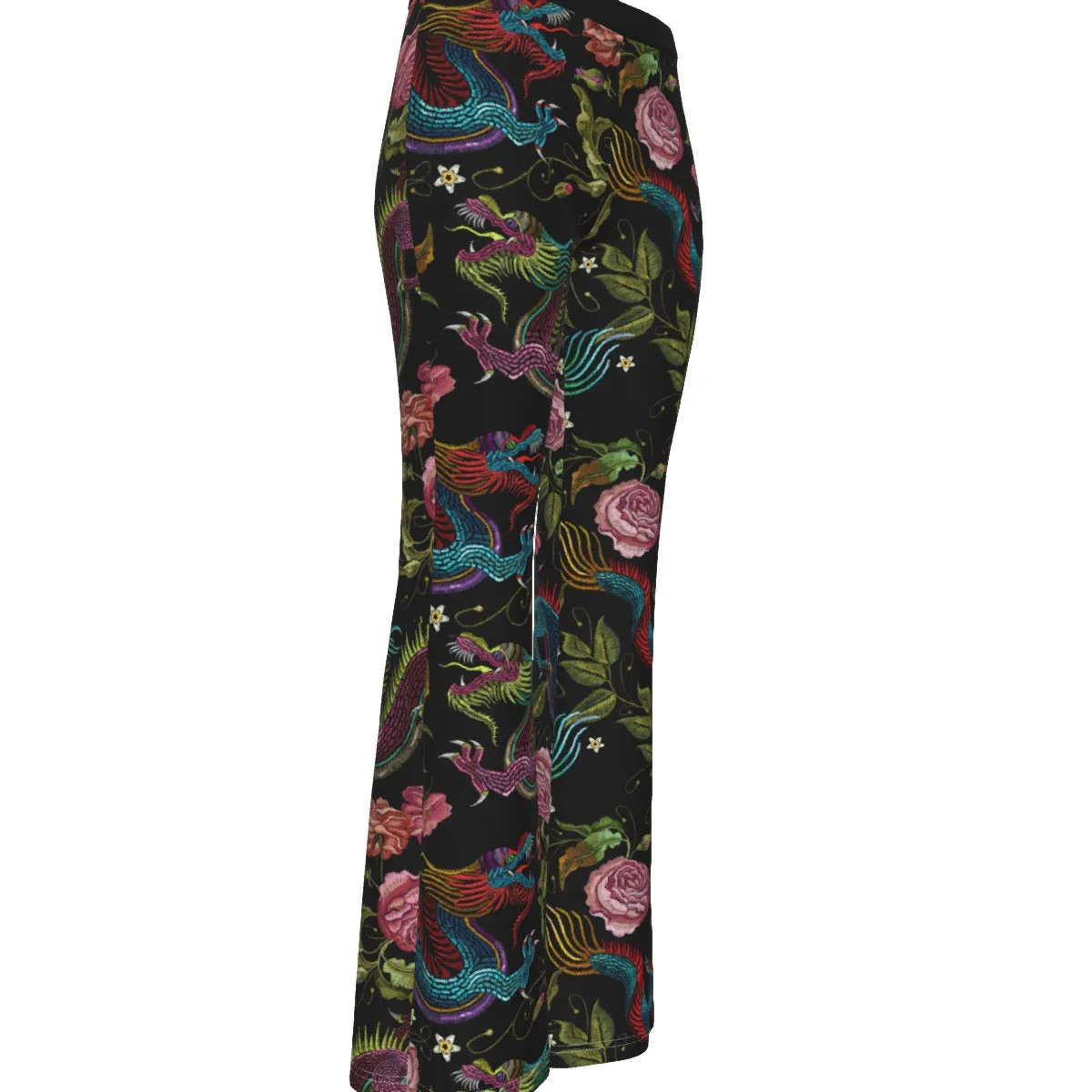 Dragons & Flowers Skinny Flare Pants