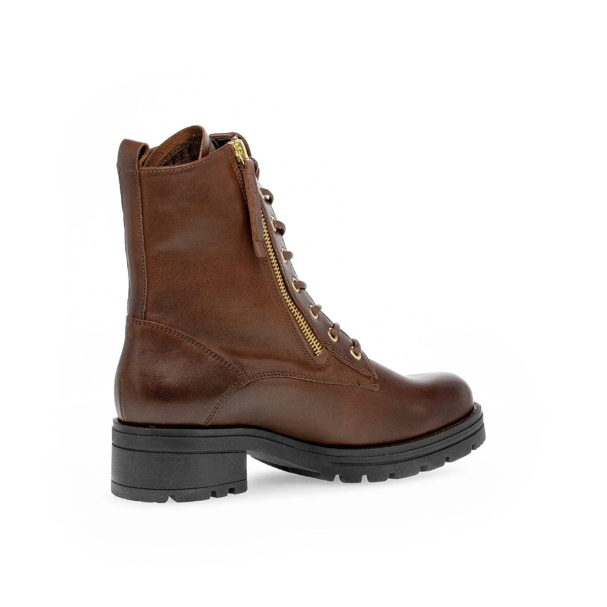 Gabor Serve 52.785.55 Ladies Brown Wide Leather Zip & Lace Ankle Boots