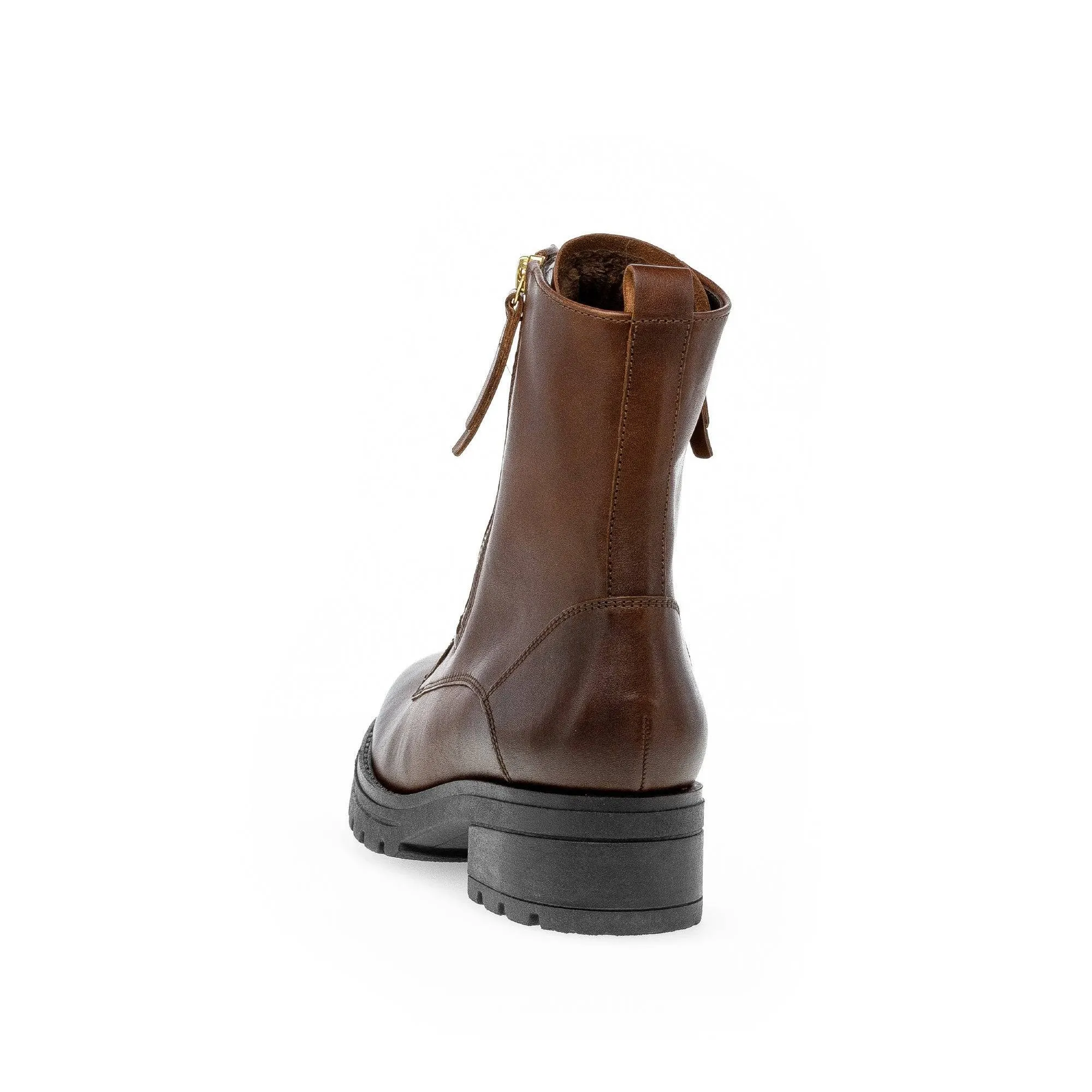 Gabor Serve 52.785.55 Ladies Brown Wide Leather Zip & Lace Ankle Boots