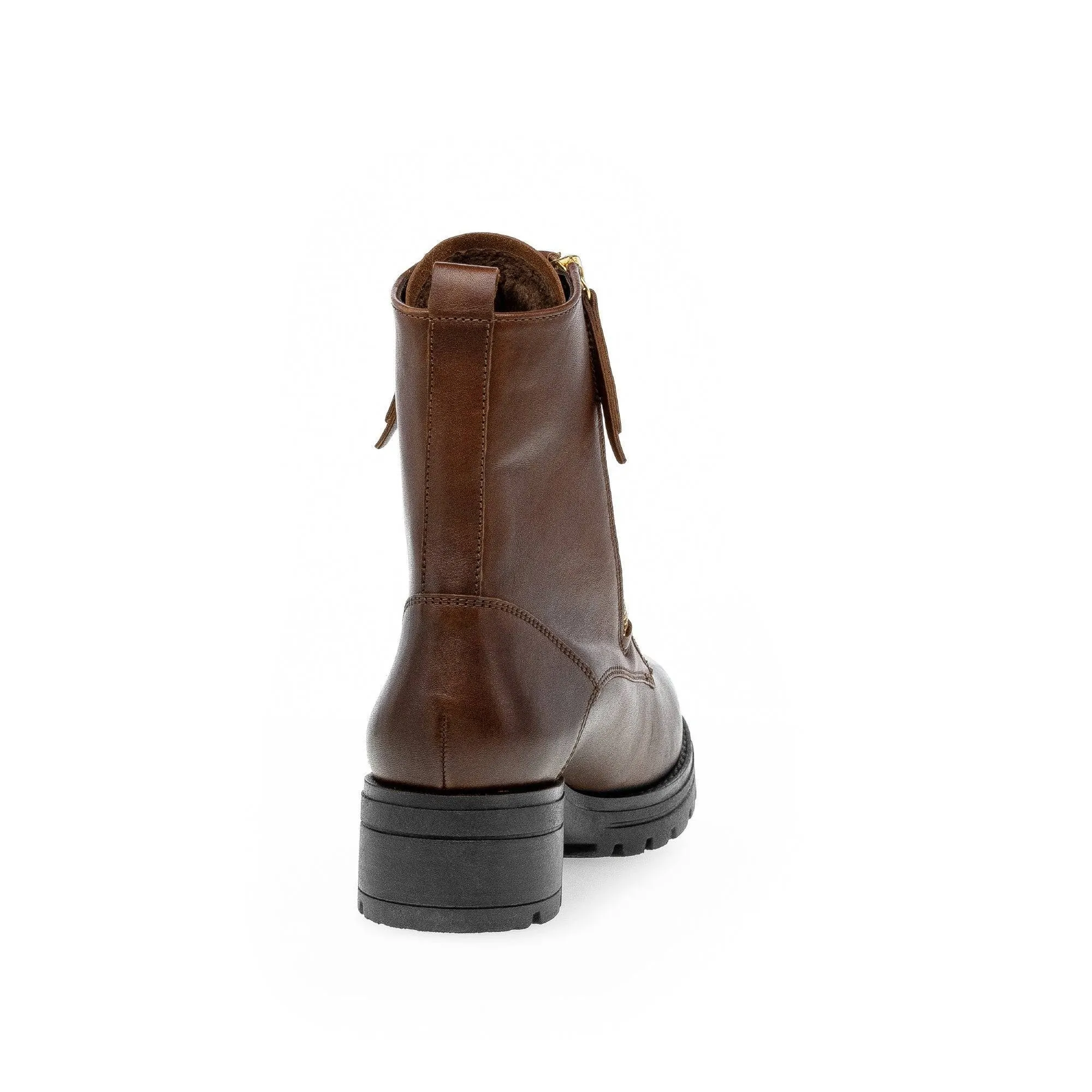 Gabor Serve 52.785.55 Ladies Brown Wide Leather Zip & Lace Ankle Boots