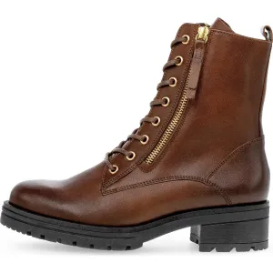 Gabor Serve 52.785.55 Ladies Brown Wide Leather Zip & Lace Ankle Boots