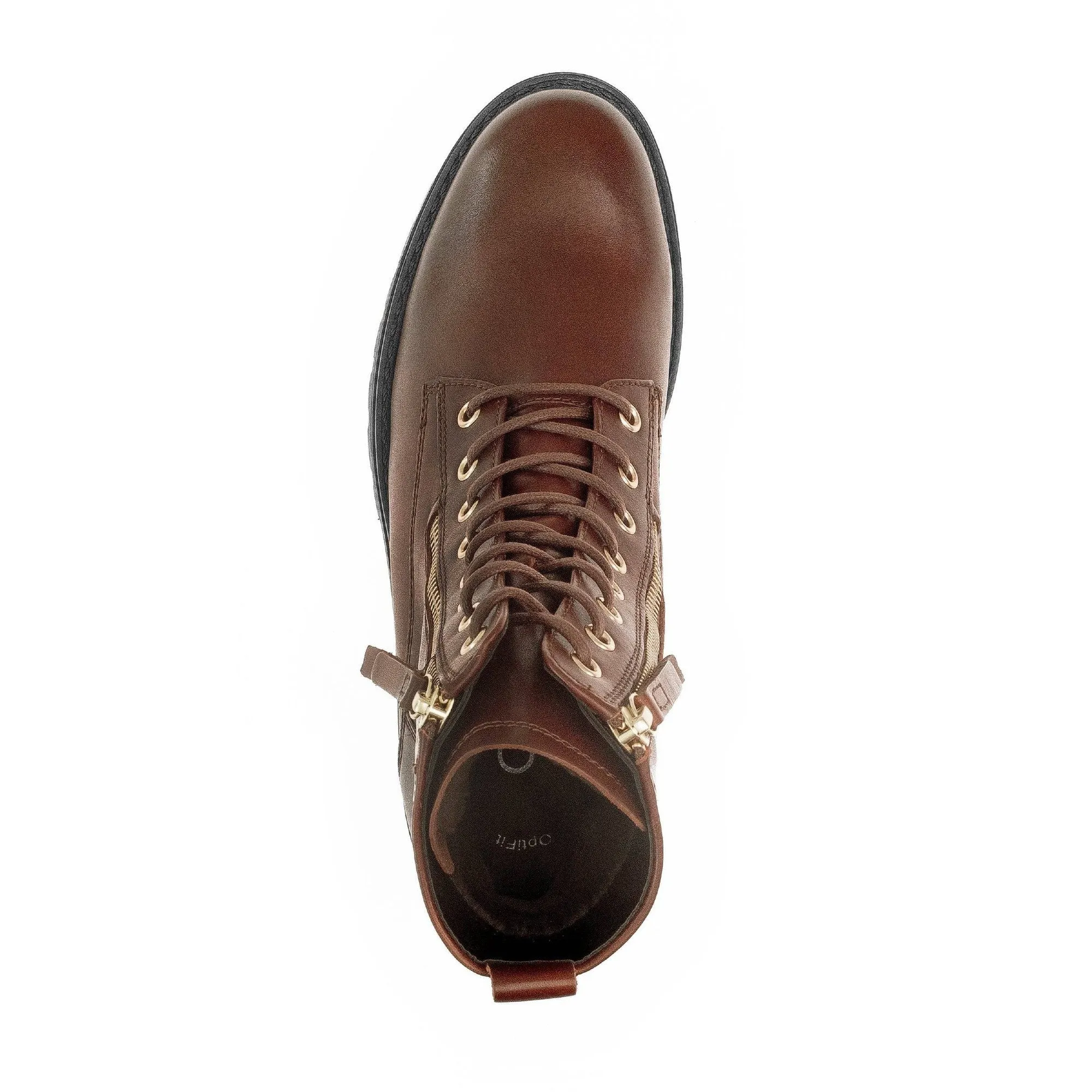 Gabor Serve 52.785.55 Ladies Brown Wide Leather Zip & Lace Ankle Boots