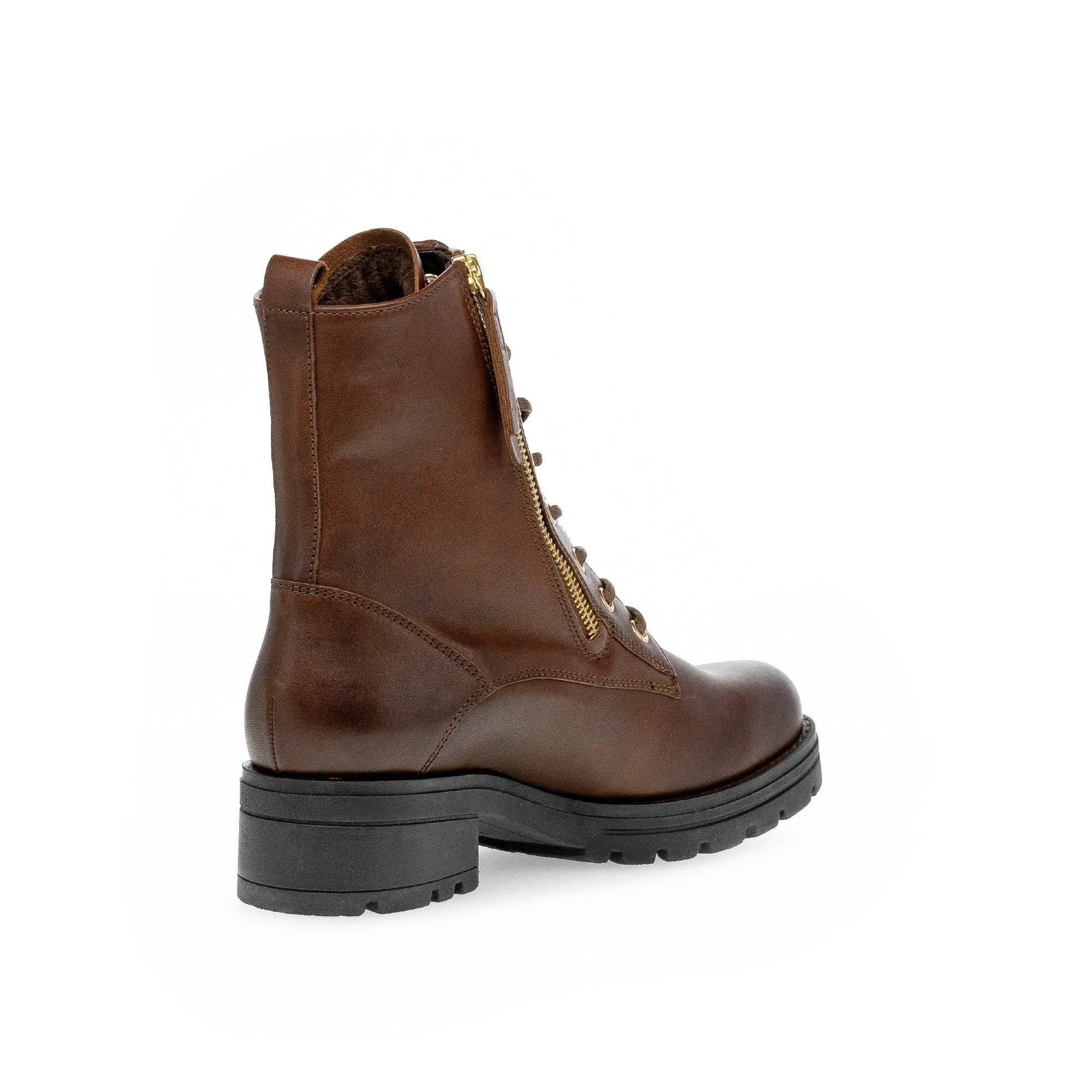 Gabor Serve 52.785.55 Ladies Brown Wide Leather Zip & Lace Ankle Boots