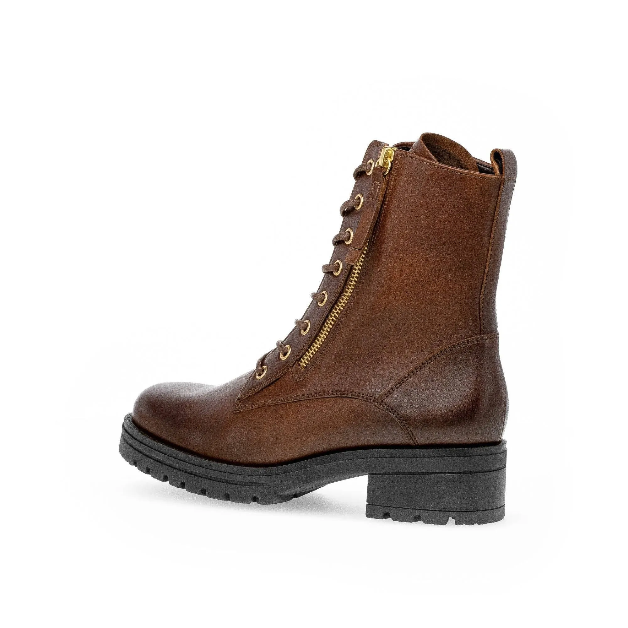 Gabor Serve 52.785.55 Ladies Brown Wide Leather Zip & Lace Ankle Boots