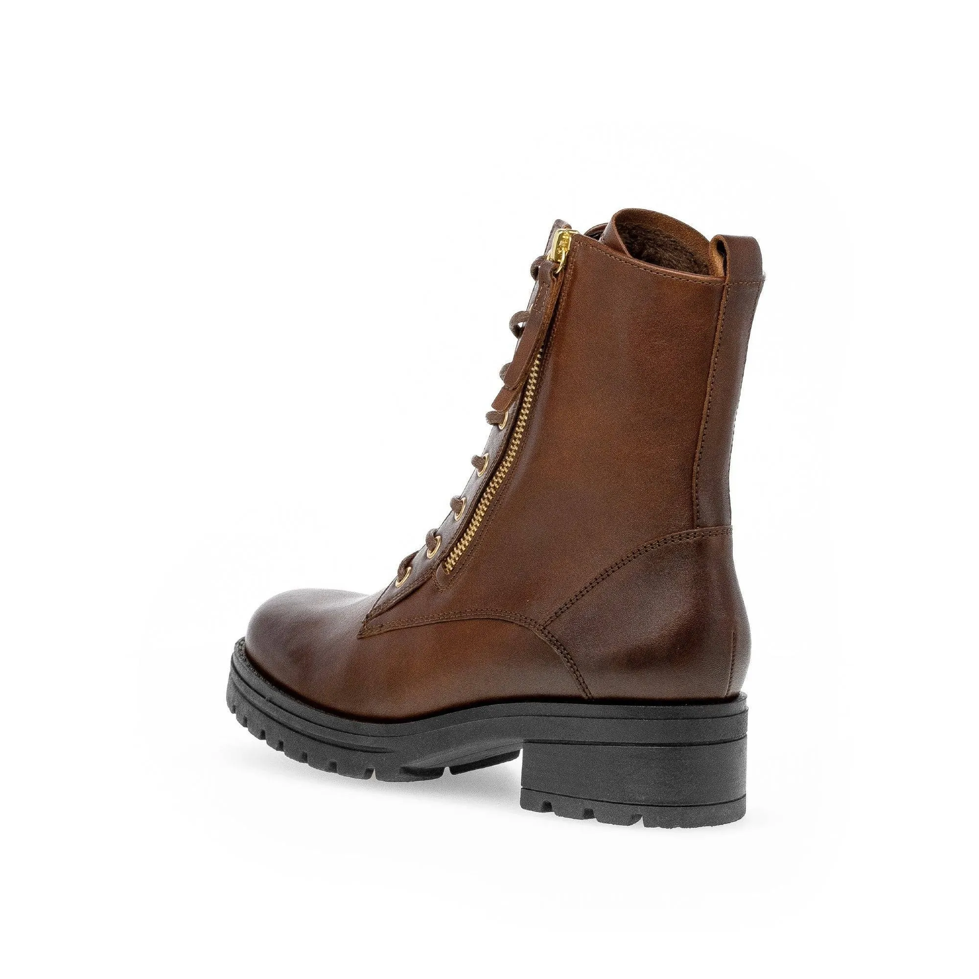 Gabor Serve 52.785.55 Ladies Brown Wide Leather Zip & Lace Ankle Boots