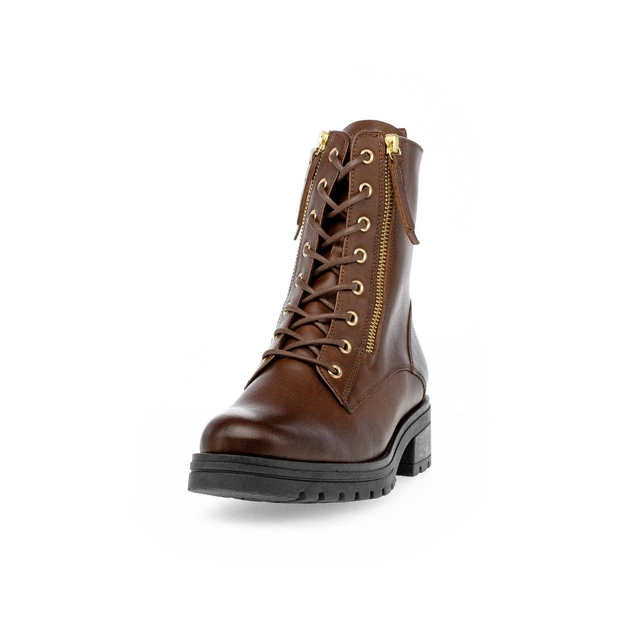 Gabor Serve 52.785.55 Ladies Brown Wide Leather Zip & Lace Ankle Boots