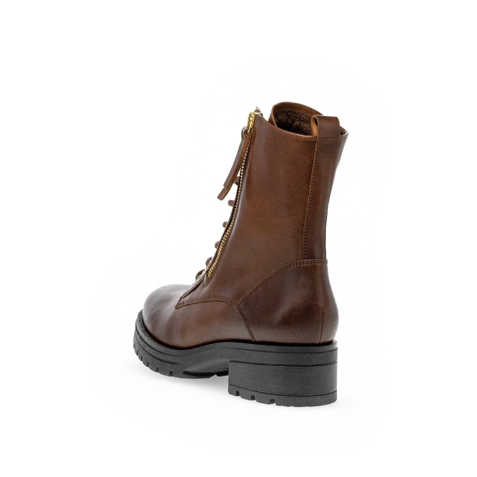 Gabor Serve 52.785.55 Ladies Brown Wide Leather Zip & Lace Ankle Boots