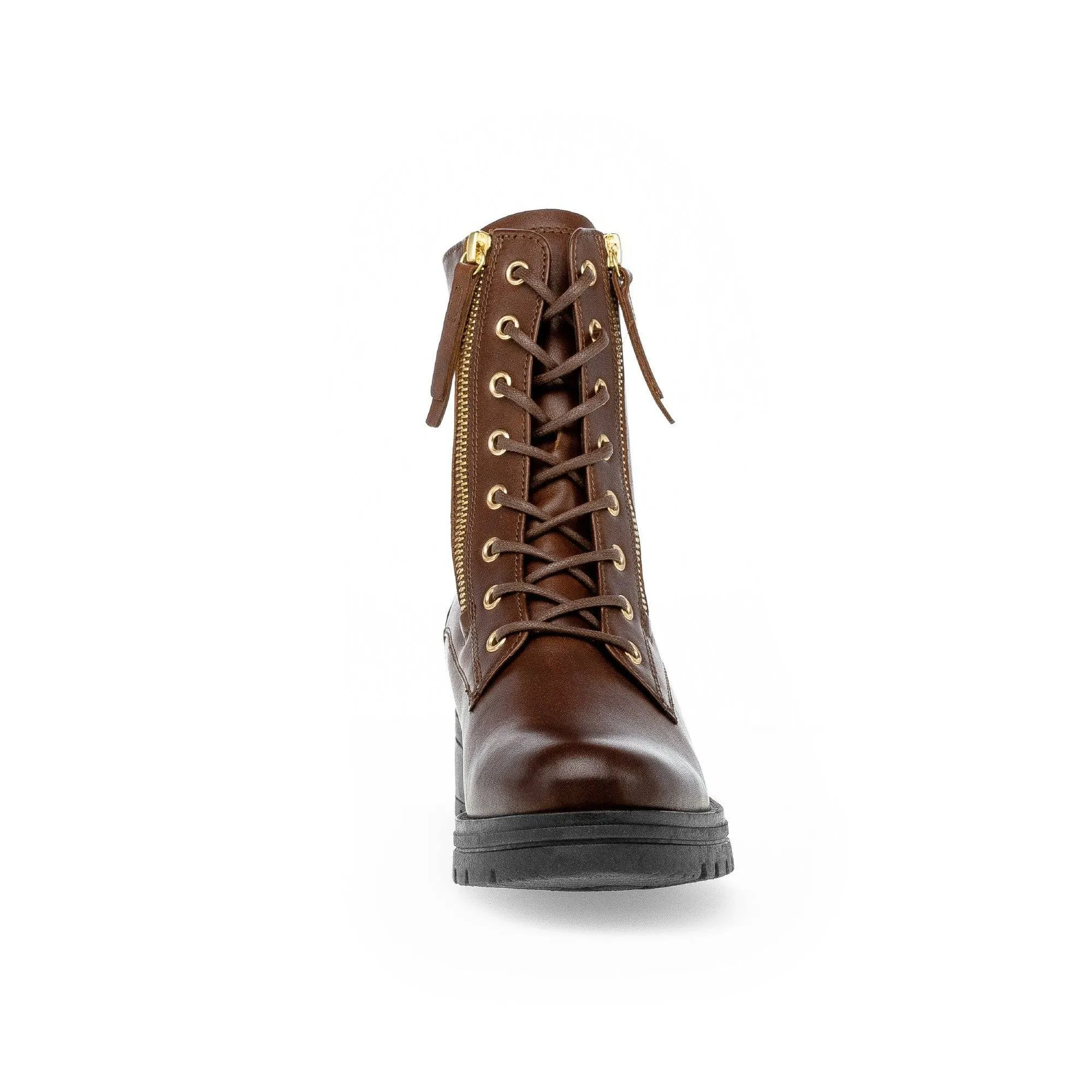 Gabor Serve 52.785.55 Ladies Brown Wide Leather Zip & Lace Ankle Boots