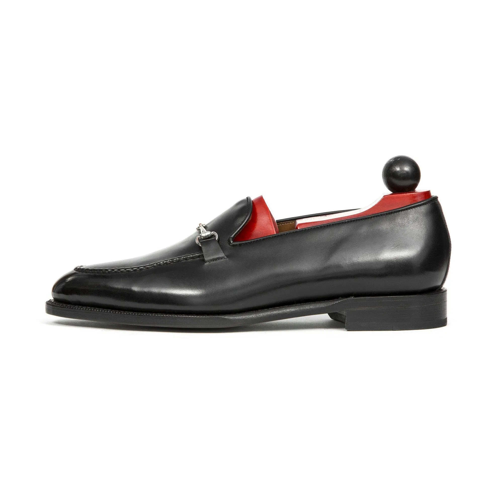 Height Increasing Black Leather Palmela Horsebit Loafers