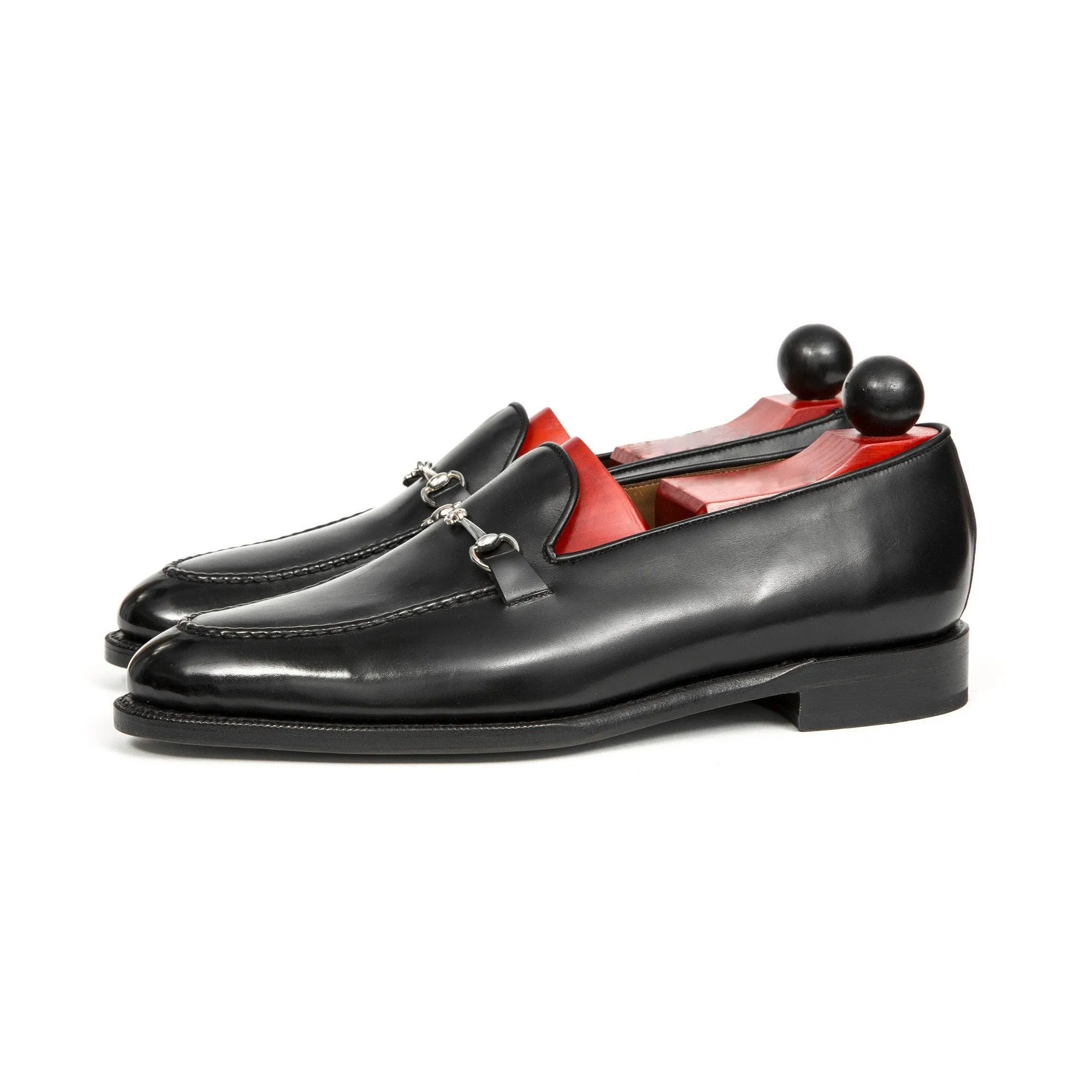 Height Increasing Black Leather Palmela Horsebit Loafers
