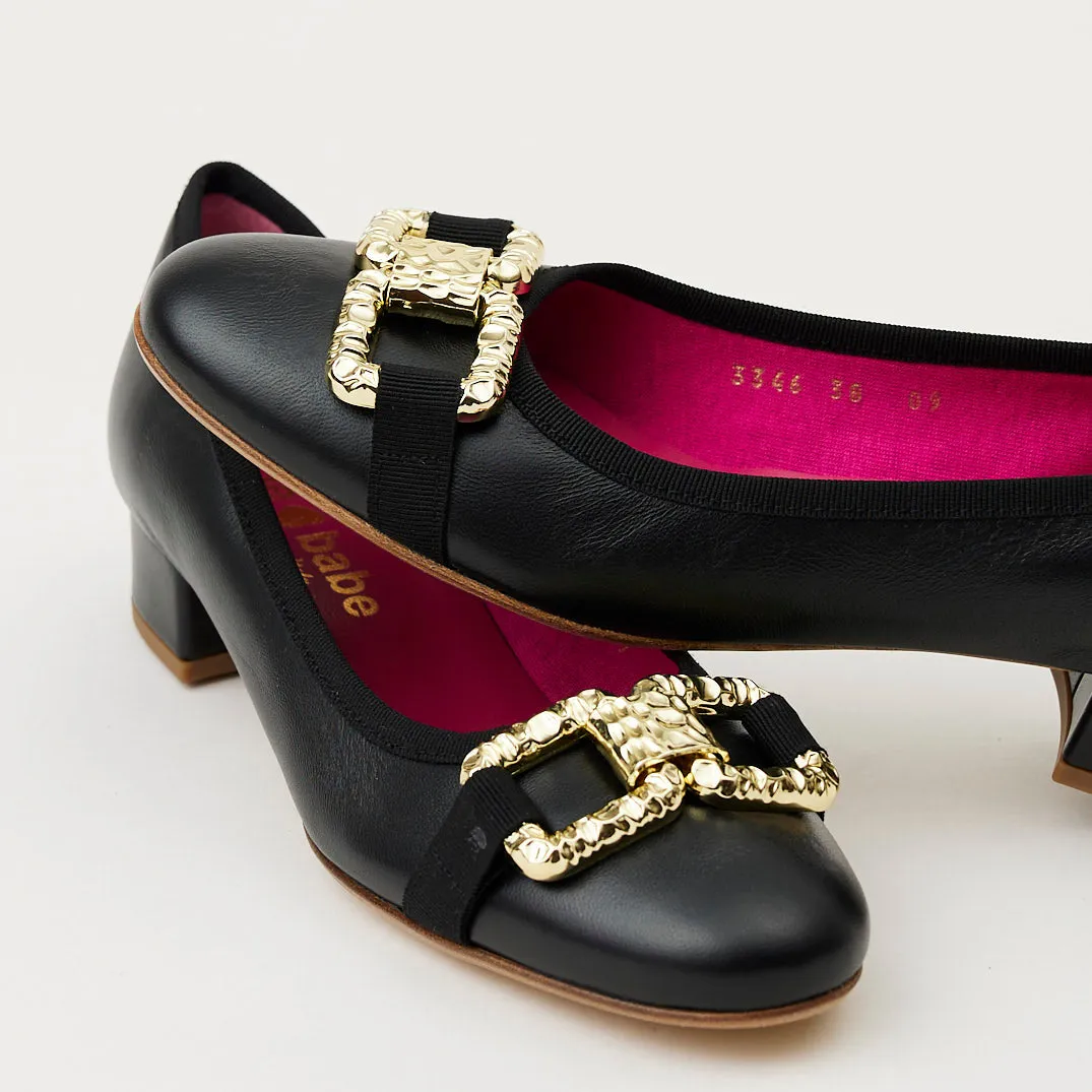 Le Babe Black Leather Pumps