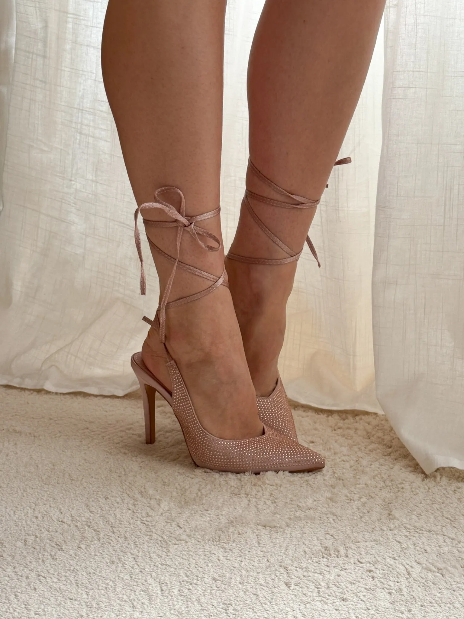 Lora Rhinestone Pumps - Light Pink