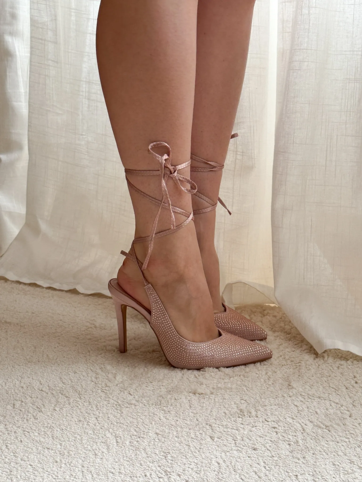 Lora Rhinestone Pumps - Light Pink