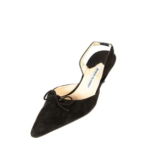 Manolo Blahnik Brown Suede Pointed Toe Slingback Pumps Size 10.5 | EU 40.5