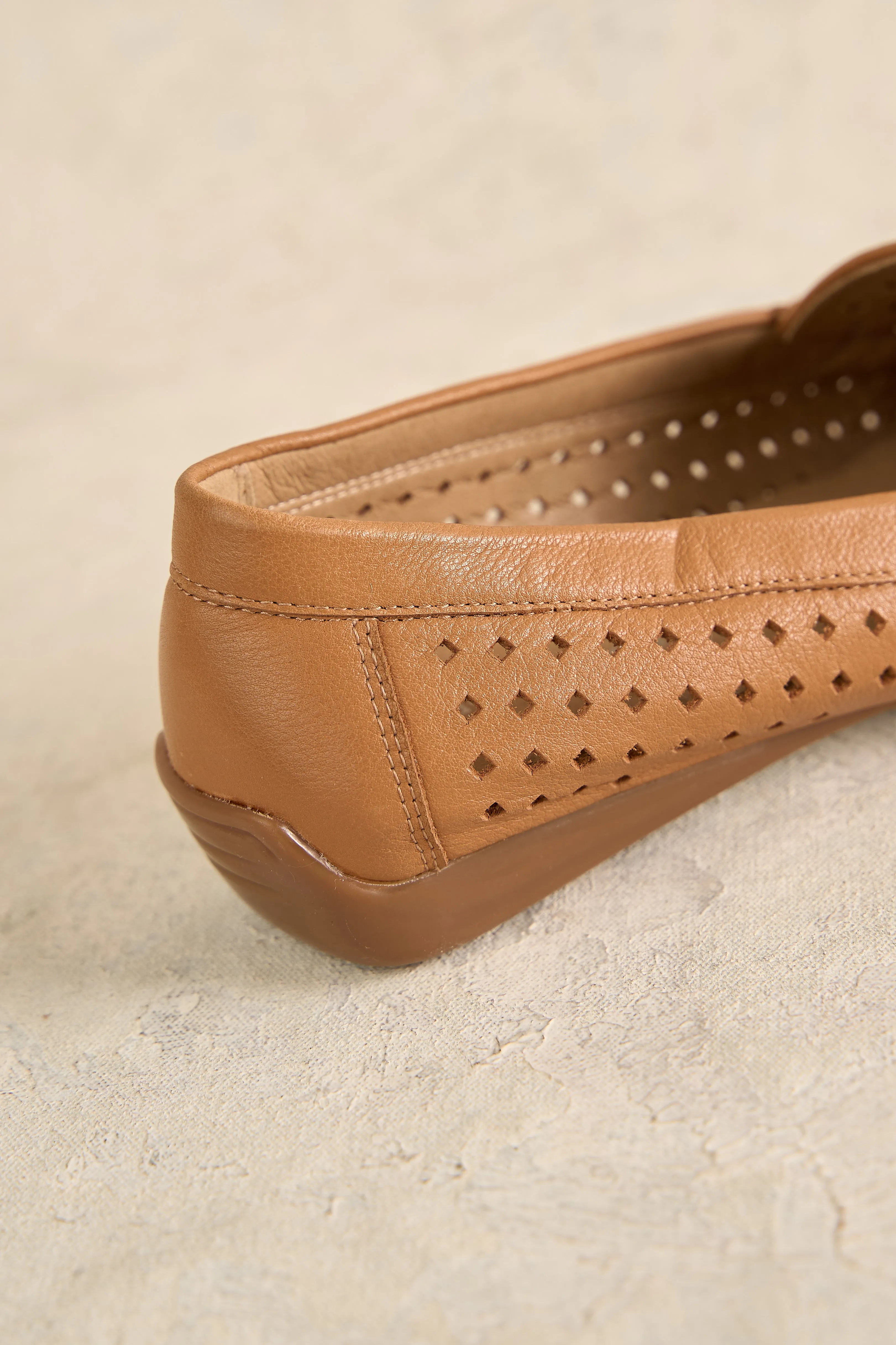 Perforated Leather Loafer - Tan