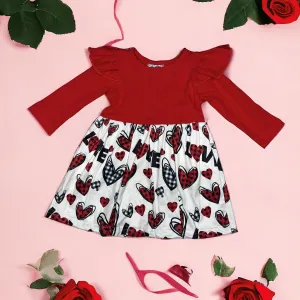 Red and Black Heart Valentine Ruffle Dress (0-18M)