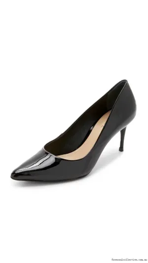 Schutz Lola Black Velvet Leather Pointed Toe Dress Low Heel Formal Pumps