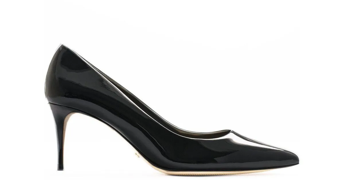 Schutz Lola Black Velvet Leather Pointed Toe Dress Low Heel Formal Pumps