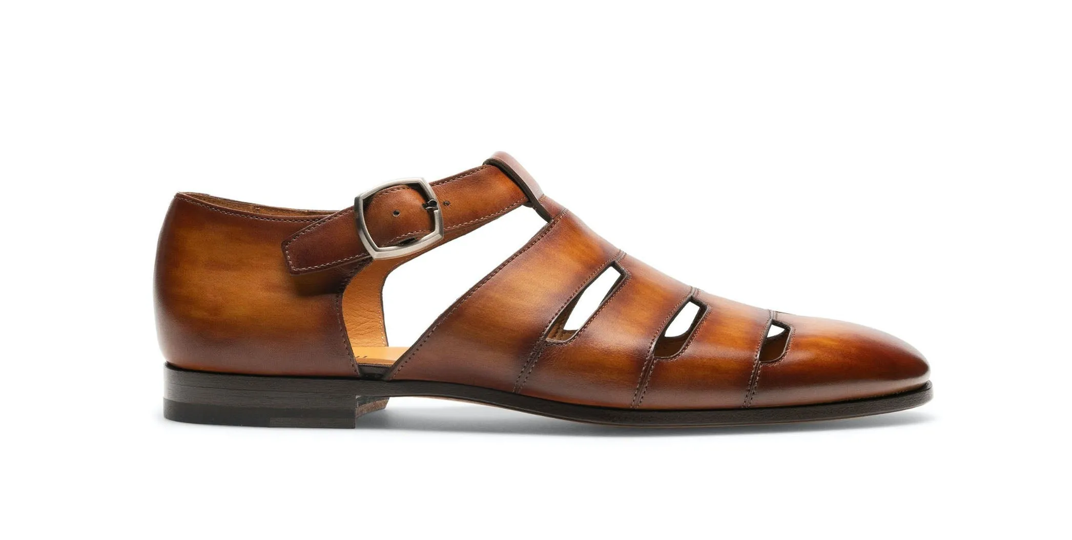 Tan Leather Xenia Slip On Buckle Sandal Loafers