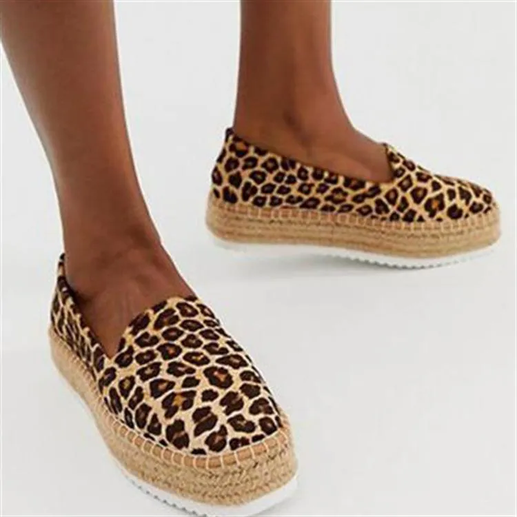 Women spring summer slip on espadrille platform canvas loafers