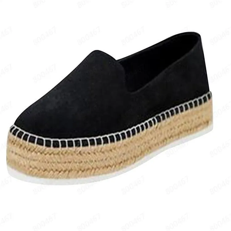Women spring summer slip on espadrille platform canvas loafers