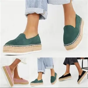 Women spring summer slip on espadrille platform canvas loafers