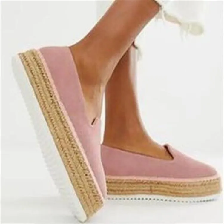 Women spring summer slip on espadrille platform canvas loafers