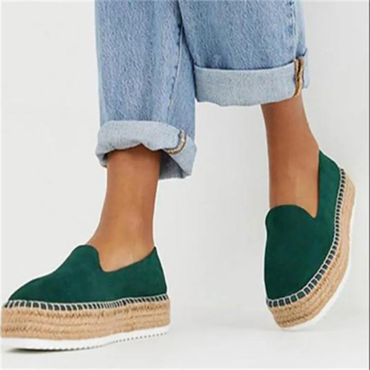 Women spring summer slip on espadrille platform canvas loafers