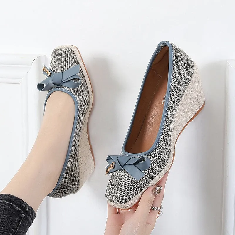 xiangtuibao Spring Summer High Heels Women Party Shoes Elegant Ladies Wedges Shoes Fashion Woman Pumps Wedge Heel 8cm Big Size 42 A4155