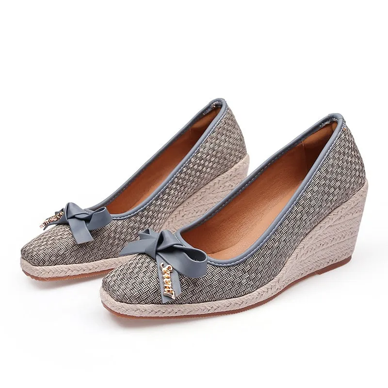 xiangtuibao Spring Summer High Heels Women Party Shoes Elegant Ladies Wedges Shoes Fashion Woman Pumps Wedge Heel 8cm Big Size 42 A4155