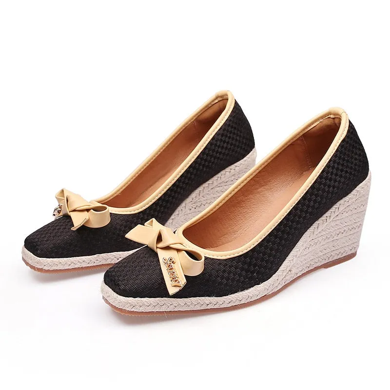 xiangtuibao Spring Summer High Heels Women Party Shoes Elegant Ladies Wedges Shoes Fashion Woman Pumps Wedge Heel 8cm Big Size 42 A4155