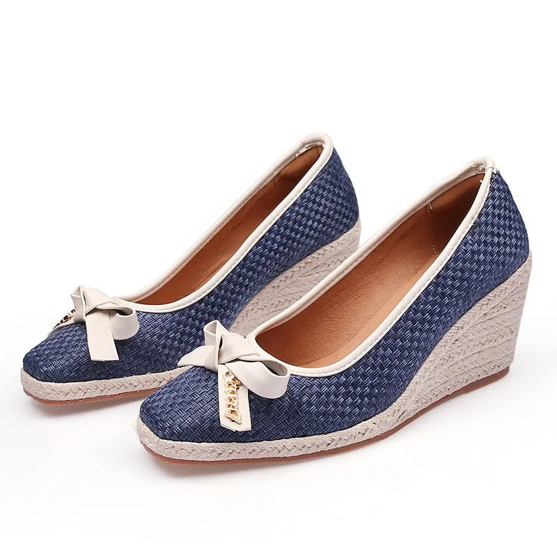 xiangtuibao Spring Summer High Heels Women Party Shoes Elegant Ladies Wedges Shoes Fashion Woman Pumps Wedge Heel 8cm Big Size 42 A4155